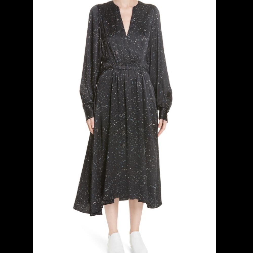 Vince Constellation Print Poet Midi Dress